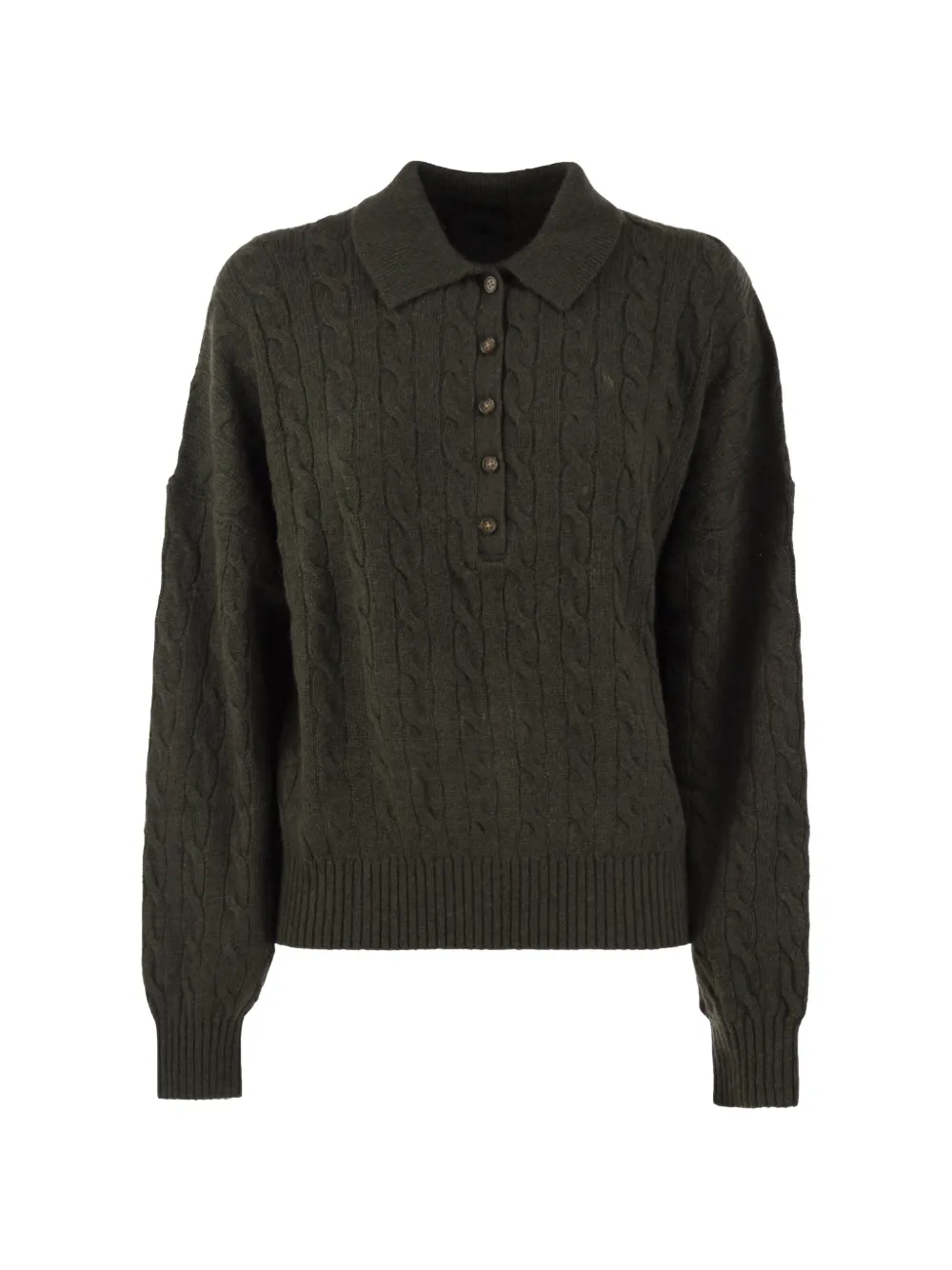 Polo Ralph Lauren cable-knit polo sweater Groen