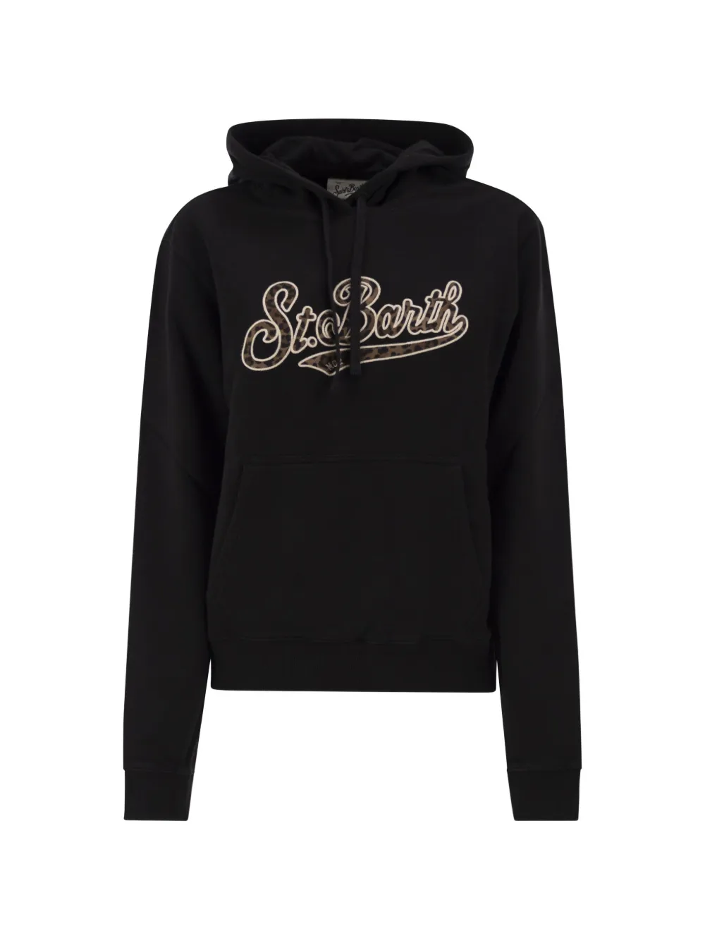 MC2 Saint Barth Virginia animal-print logo-patch hoodie Zwart