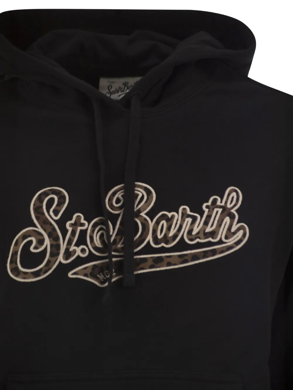 MC2 Saint Barth Virginia animal-print logo-patch hoodie Zwart