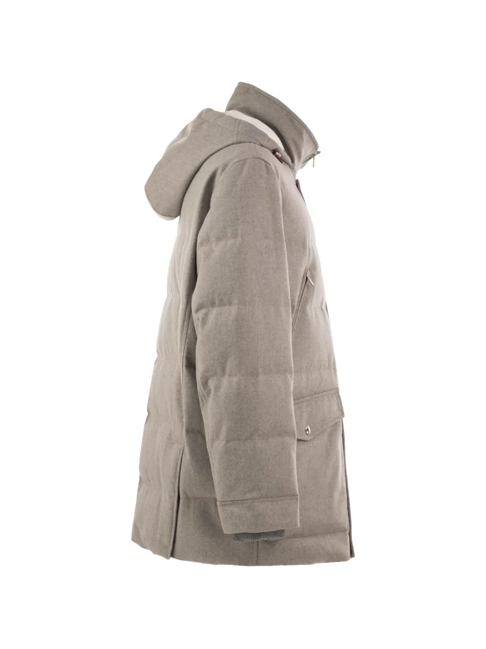 Brunello Cucinelli membrane wool flannel parka Beige
