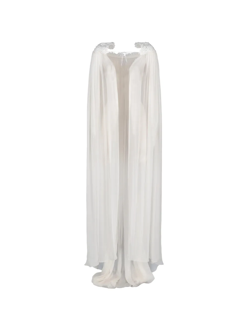 Vintage lace-trim cape maxi dress - Nude