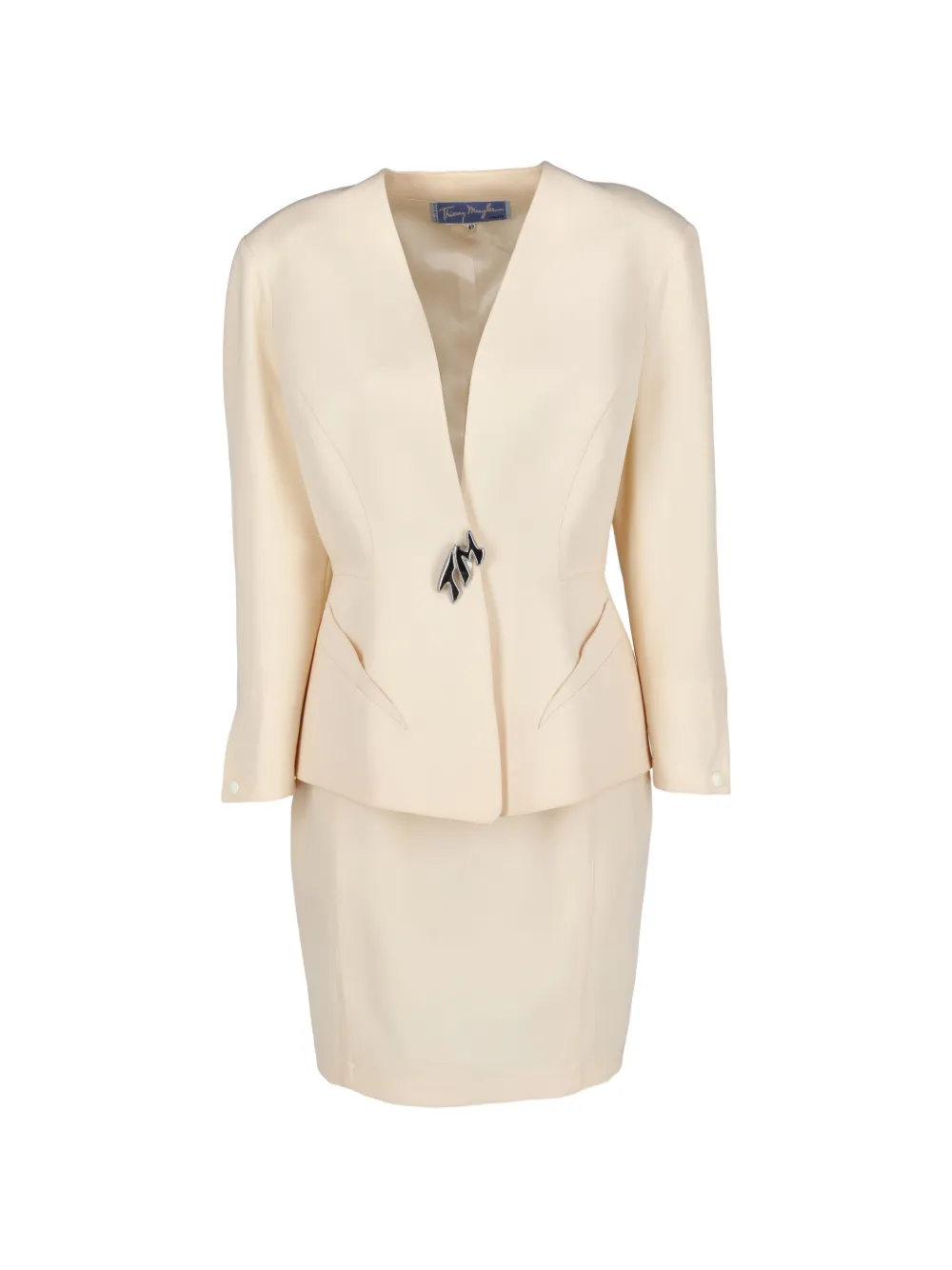 Pre-owned Mugler Peplum Skit Suit In Neutrals