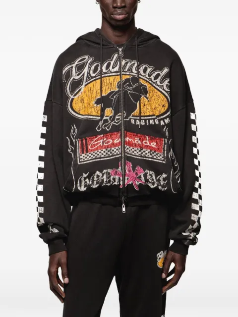 GODMADE graphic-print zip-up hoodie