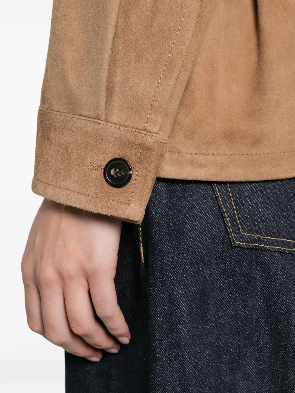 Max Mara Suède jack met ceintuur Beige