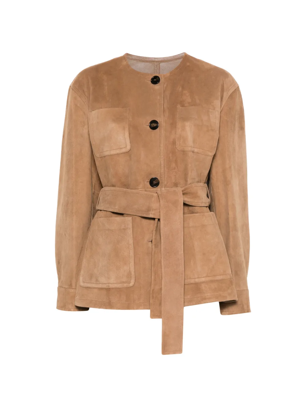 Max Mara Suède jack met ceintuur Beige
