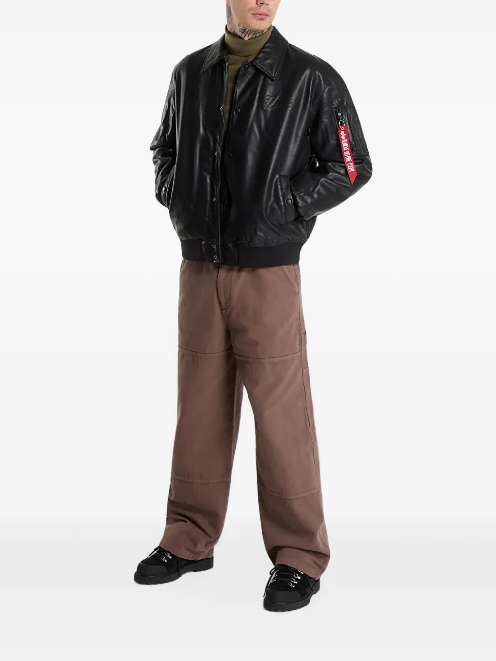 Alpha Industries logo-embossed bomber jacket Zwart