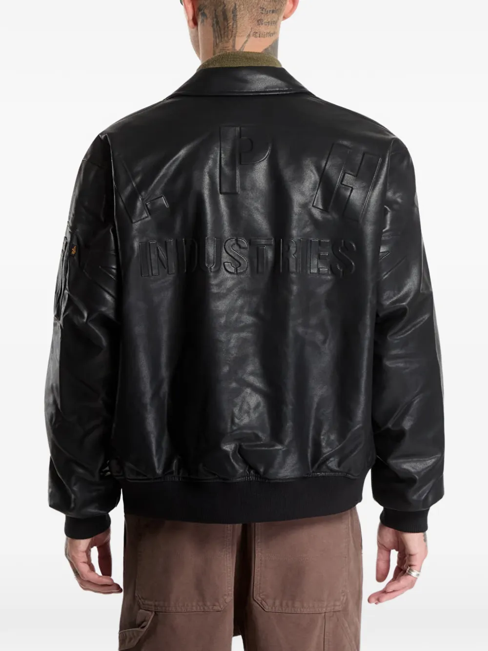 Alpha Industries logo-embossed bomber jacket Zwart