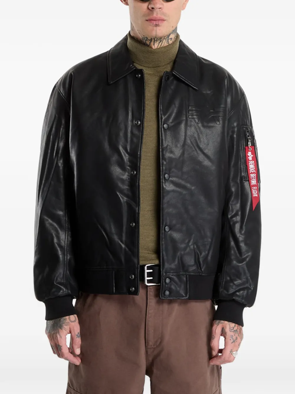 Alpha Industries logo-embossed bomber jacket Zwart