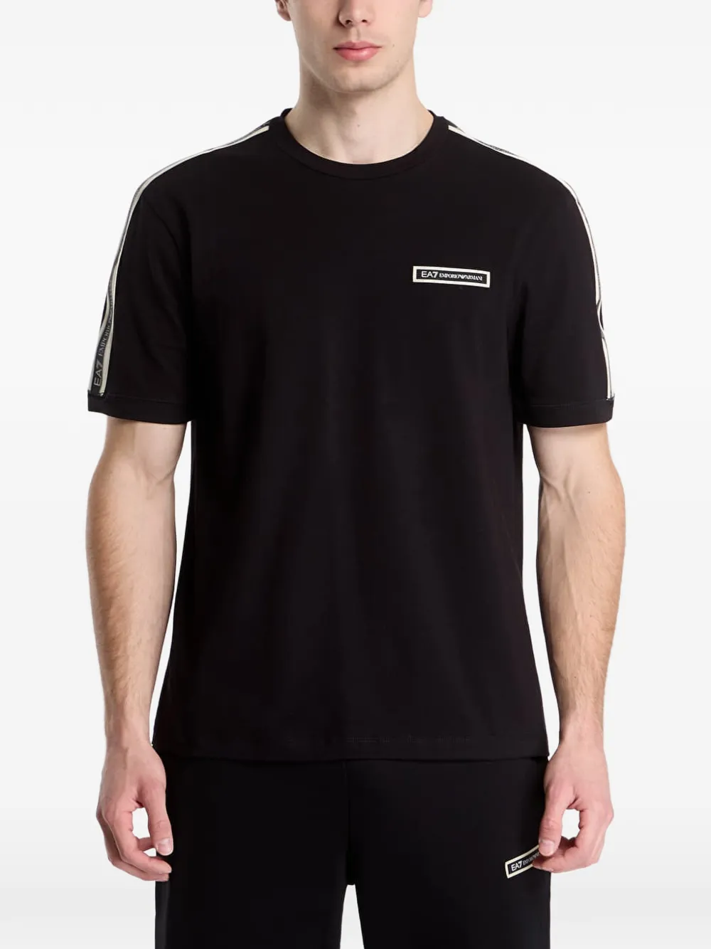Ea7 Emporio Armani logo-tape cotton T-shirt Zwart