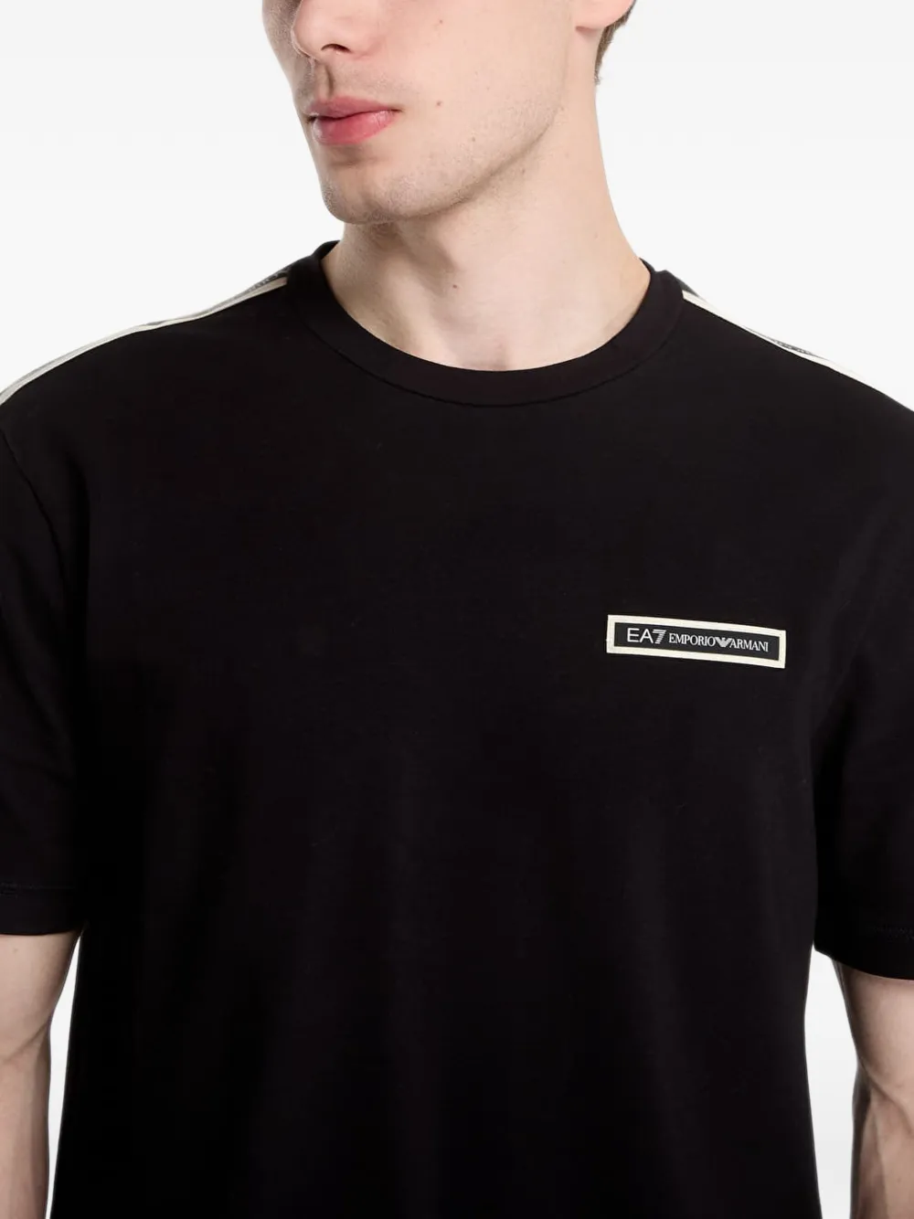 Ea7 Emporio Armani logo-tape cotton T-shirt Zwart