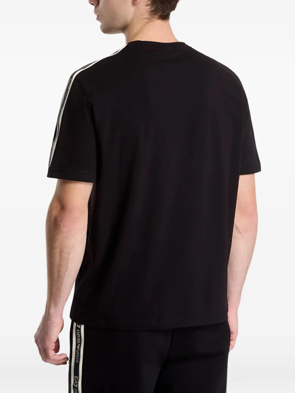 Ea7 Emporio Armani logo-tape cotton T-shirt Zwart