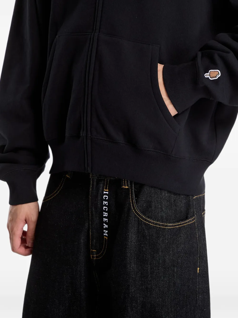 Billionaire Boys Club Ice Cream Gothic faux-fur-trim hoodie Zwart