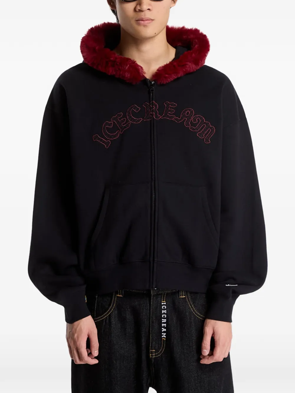 Billionaire Boys Club Ice Cream Gothic faux-fur-trim hoodie Zwart