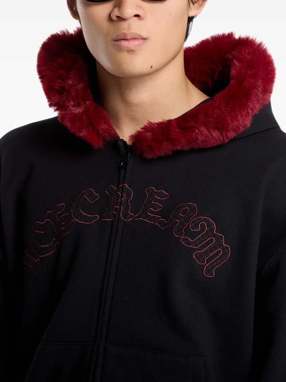 Billionaire Boys Club Ice Cream Gothic faux-fur-trim hoodie Zwart