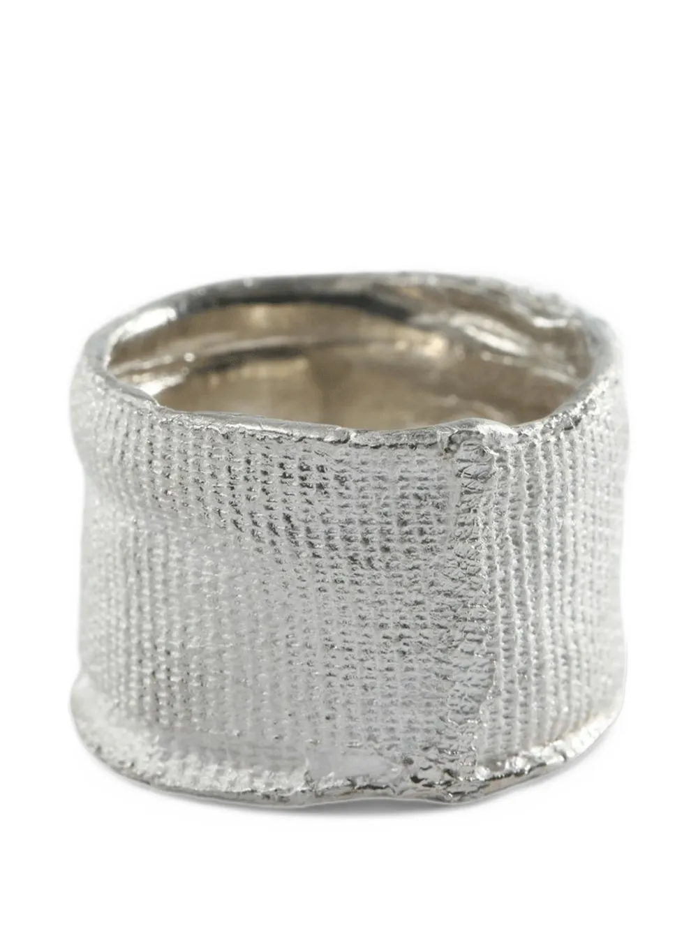 Detaj textured-finish wide ring - Bianco