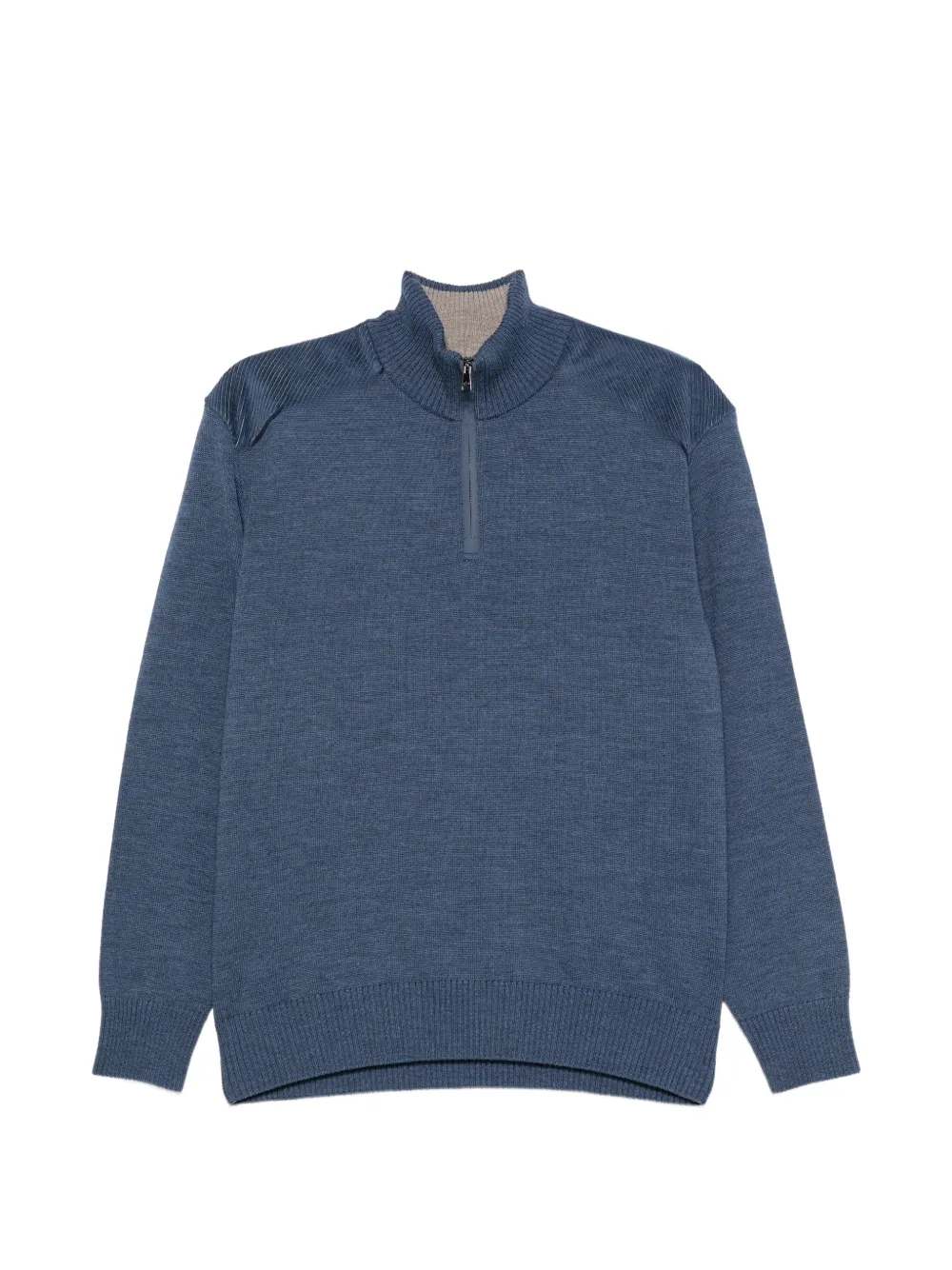 Paul & Shark Trui met halve rits en vlakken Blauw