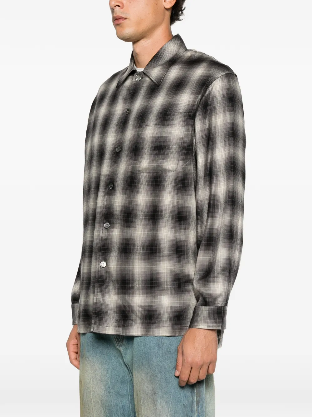OUR LEGACY Taos check-print saloon shirt Zwart