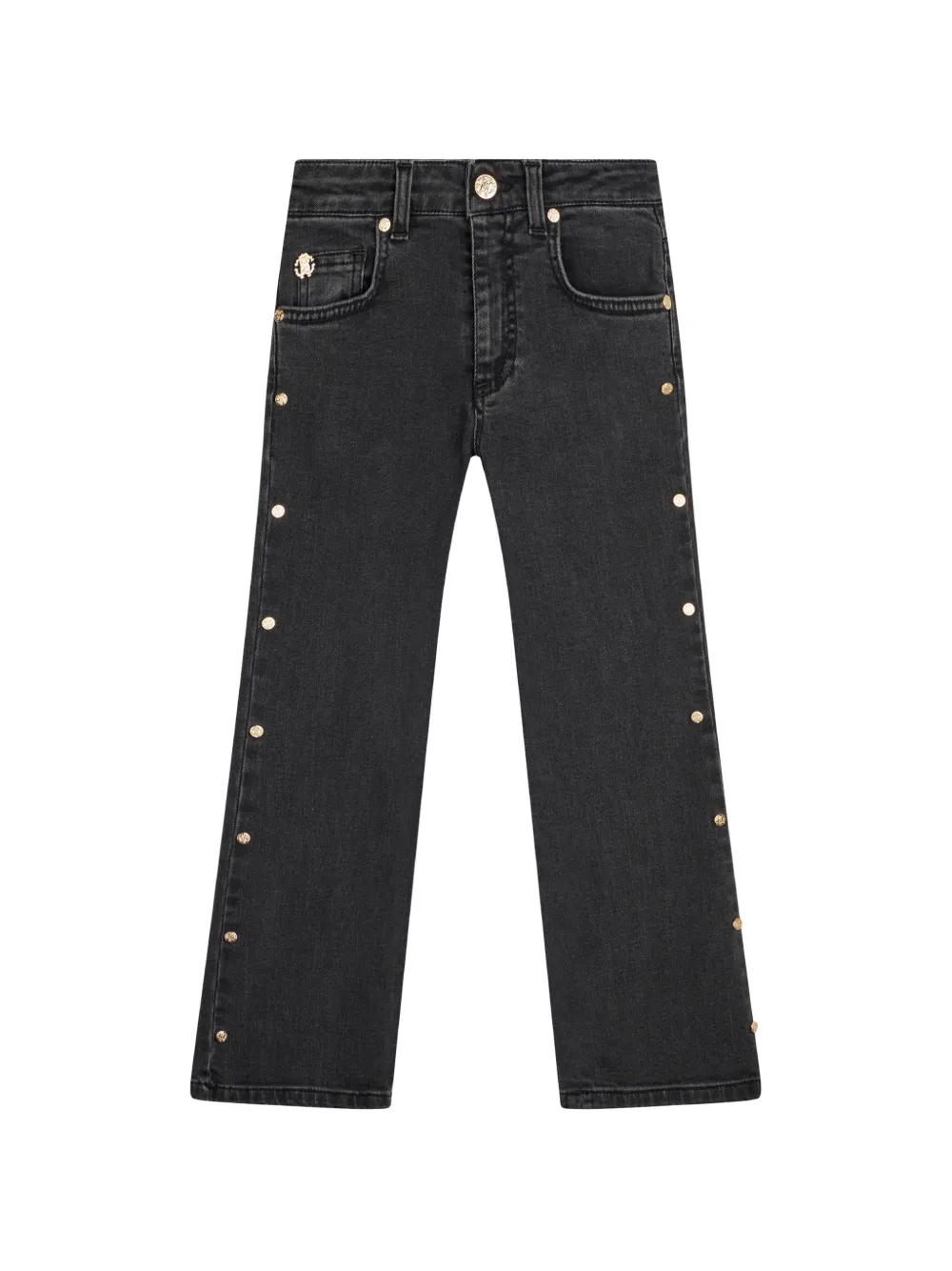 Roberto Cavalli Junior stud-embellished logo-plaque jeans - Schwarz