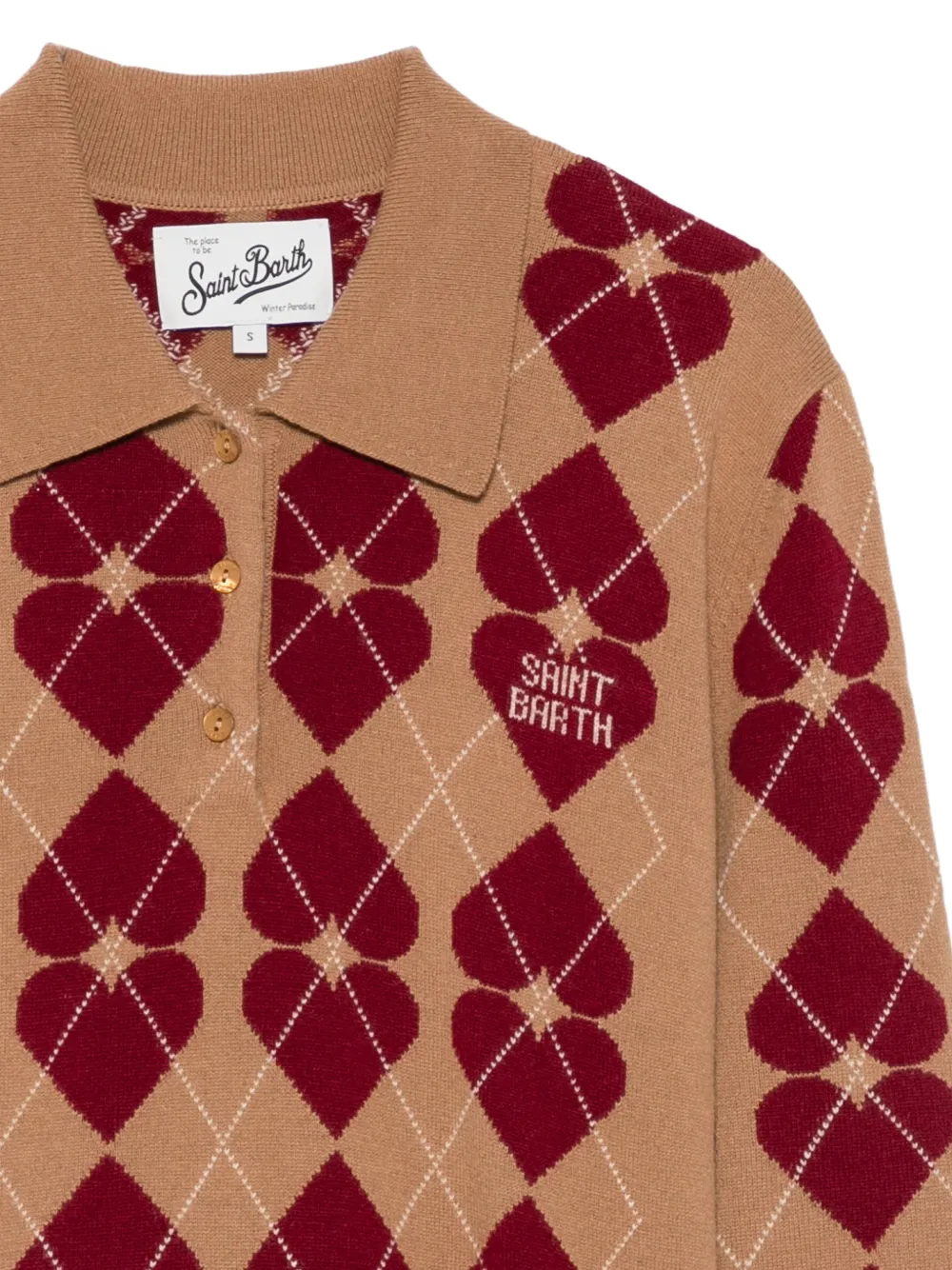 MC2 Saint Barth Hadidy chargyle heart-intarsia sweater Beige