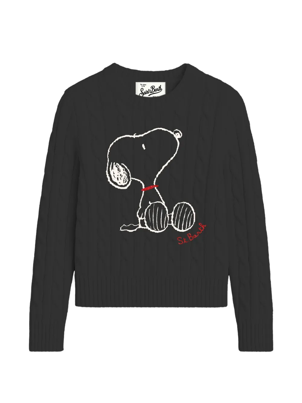 MC2 Saint Barth cable-knit Snoopy-motif sweater Zwart