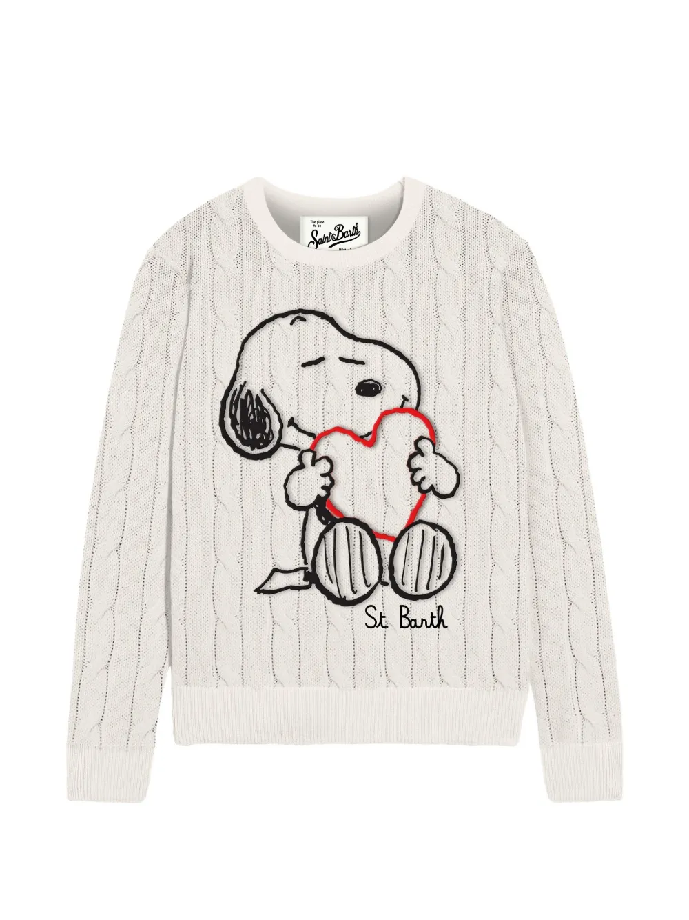 MC2 Saint Barth cable-knit Snoopy sweater Beige
