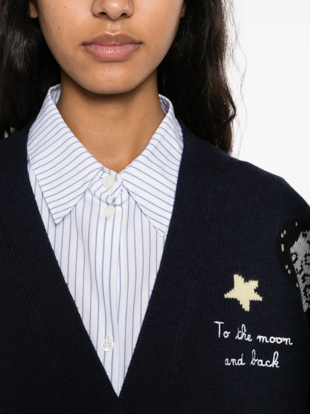 MC2 Saint Barth x Peanuts Snoopy-intarsia star-embroidered cardigan Blauw