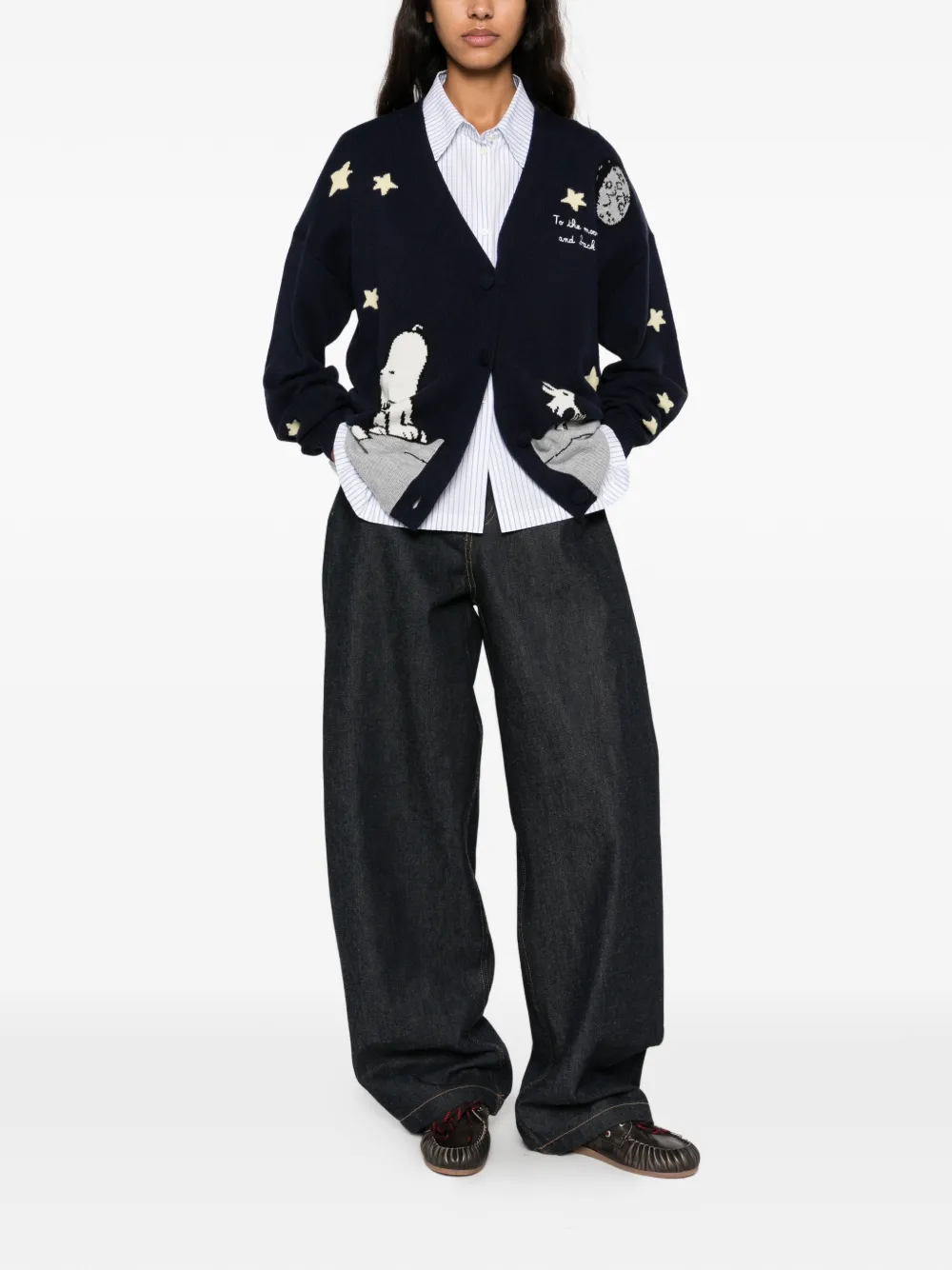MC2 Saint Barth x Peanuts Snoopy-intarsia star-embroidered cardigan Blauw