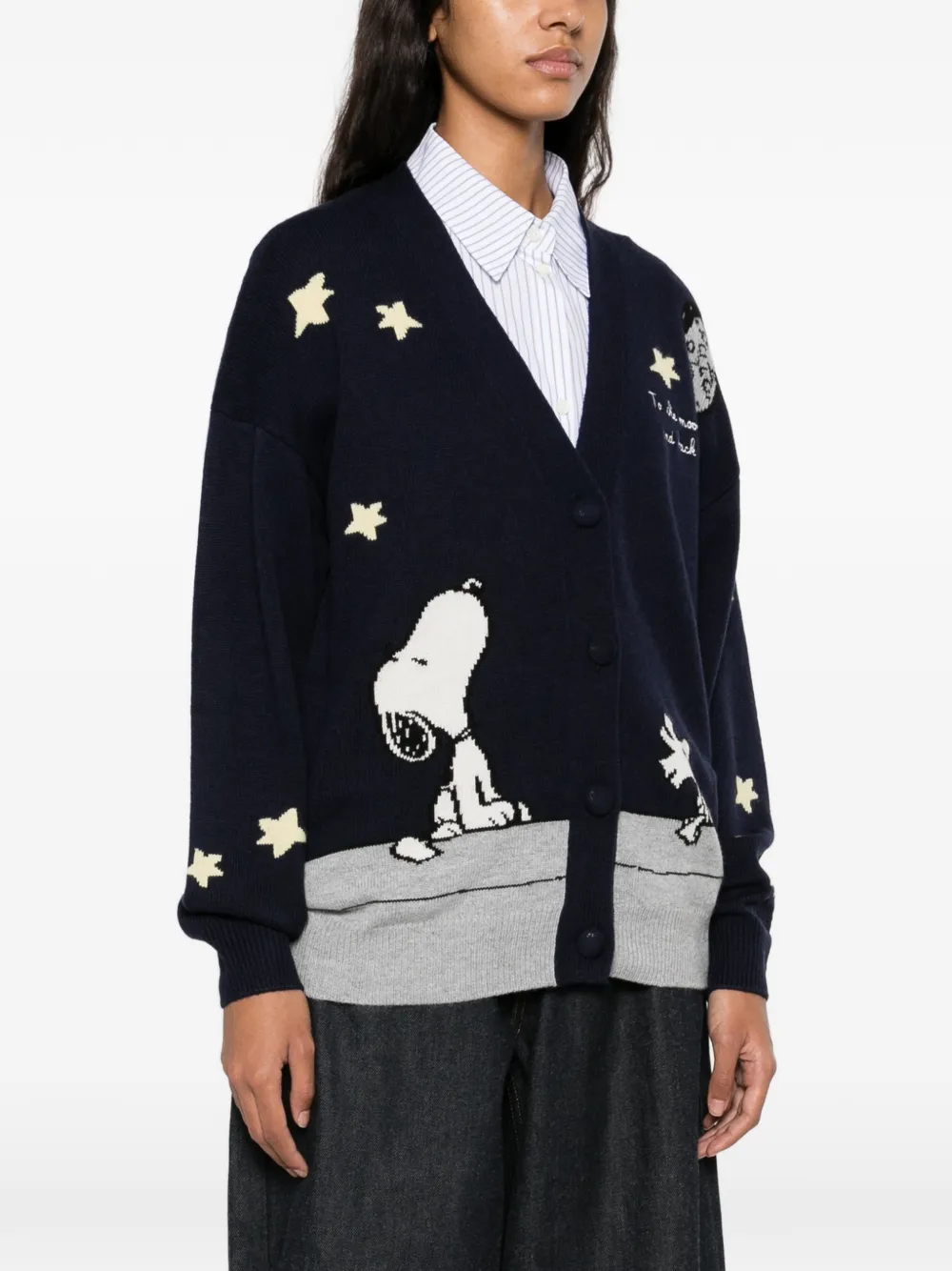 MC2 Saint Barth x Peanuts Snoopy-intarsia star-embroidered cardigan Blauw