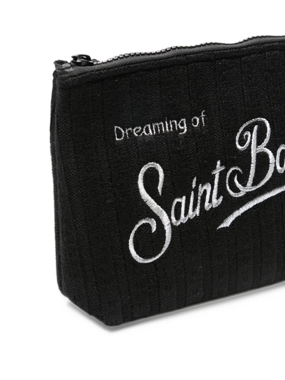 MC2 Saint Barth Aline logo-embroidered ribbed clutch bag Zwart