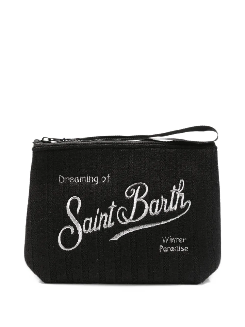 MC2 Saint Barth Aline logo-embroidered ribbed clutch bag Zwart