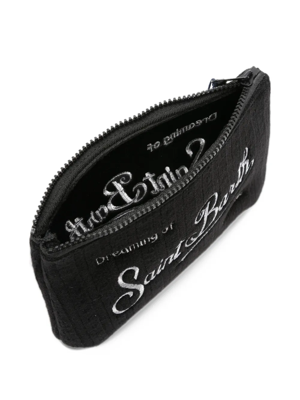 MC2 Saint Barth Aline logo-embroidered ribbed clutch bag Zwart