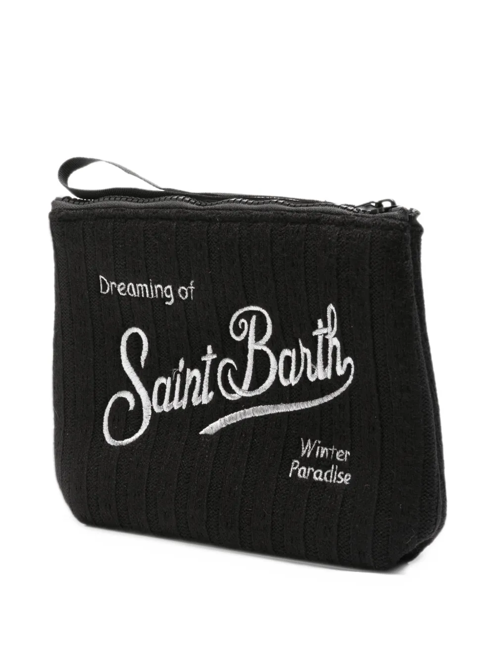 MC2 Saint Barth Aline logo-embroidered ribbed clutch bag Zwart
