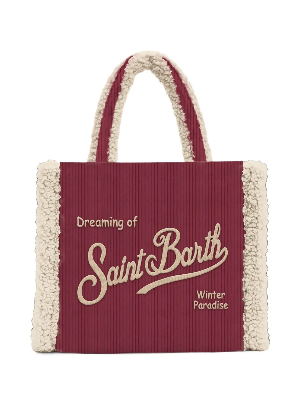 MC2 Saint Barth corduroy shearling-trim tote bag Rood