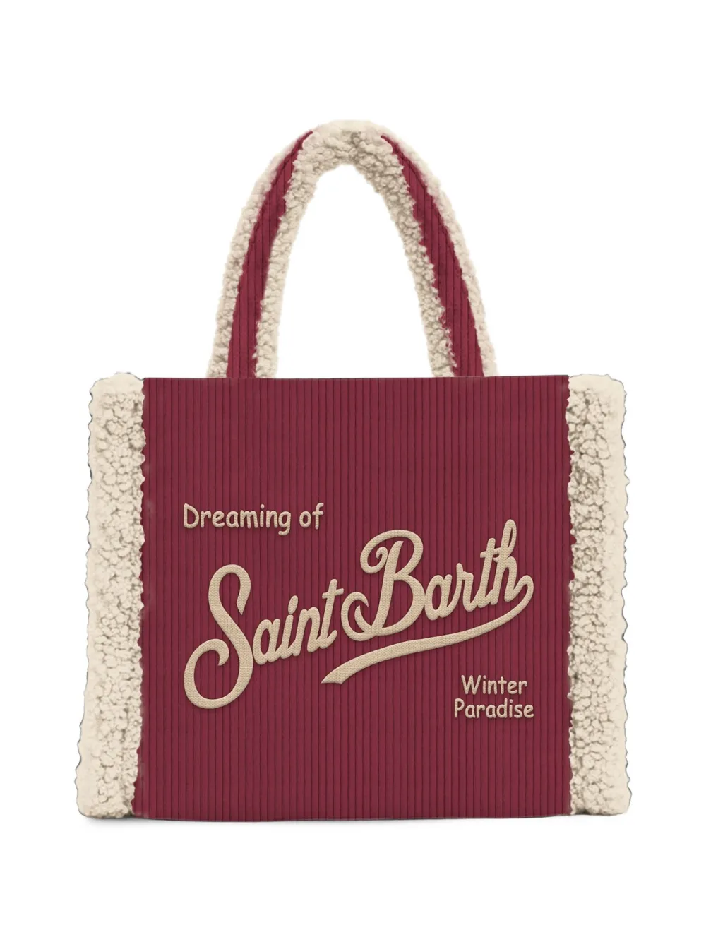 MC2 Saint Barth corduroy shearling-trim tote bag Rood