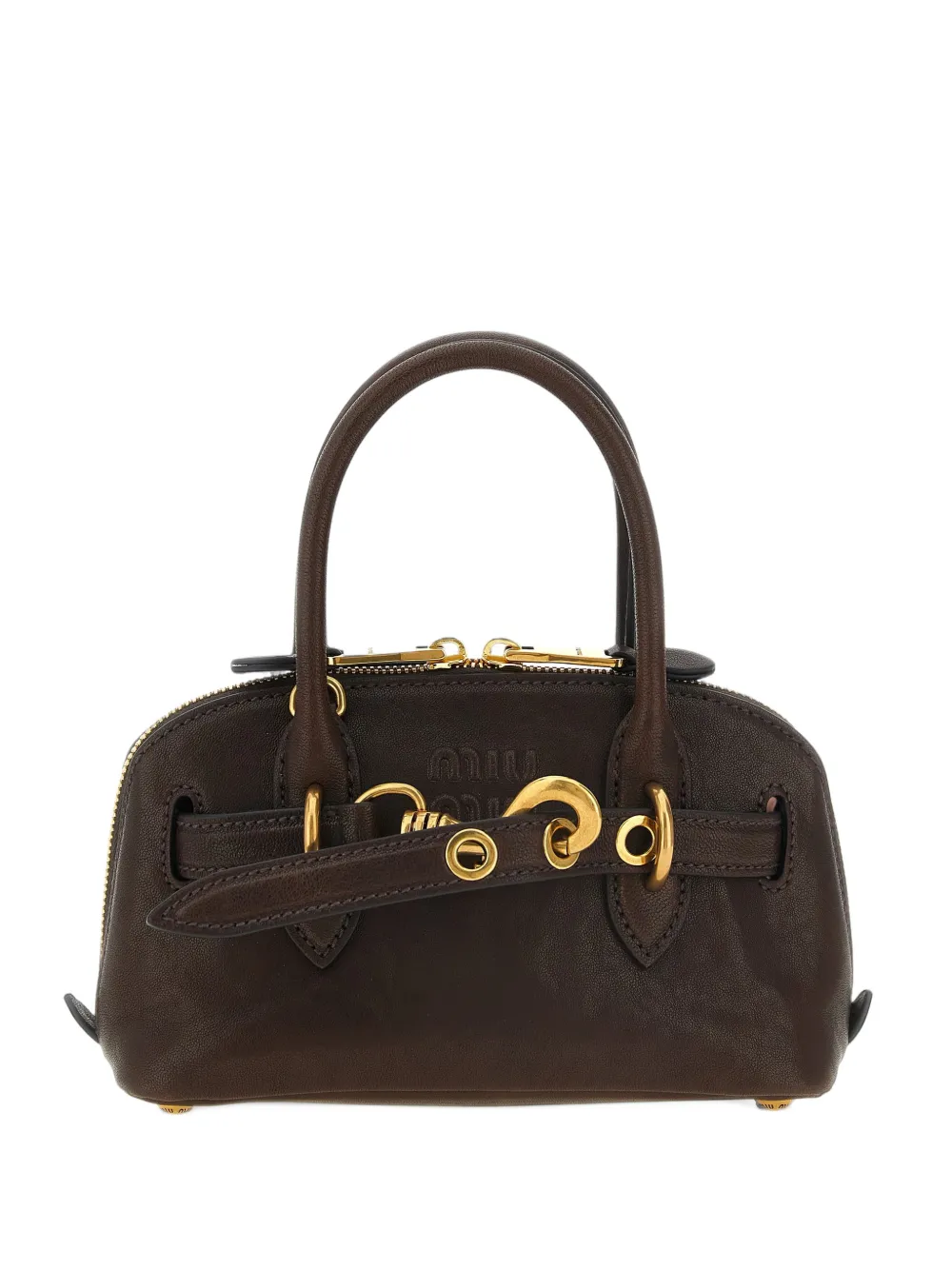Miu Aventure mini nappa leather bag Bruin
