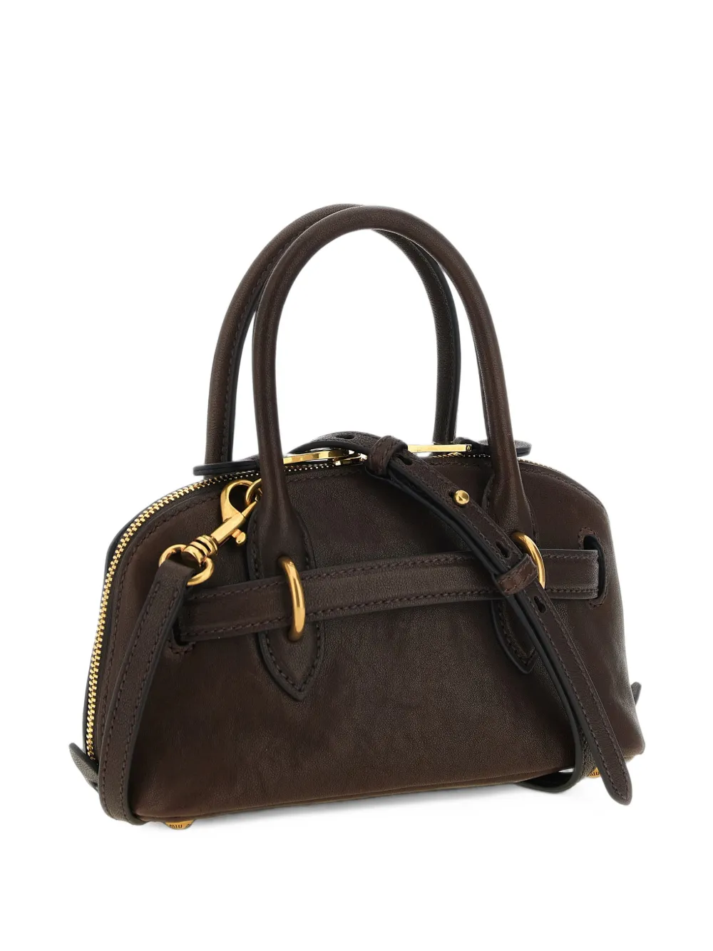Miu Aventure mini nappa leather bag Bruin