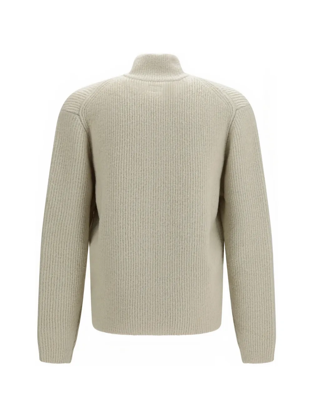C.P. Company Bouclè felted yarn zip logo cardigan Zilver