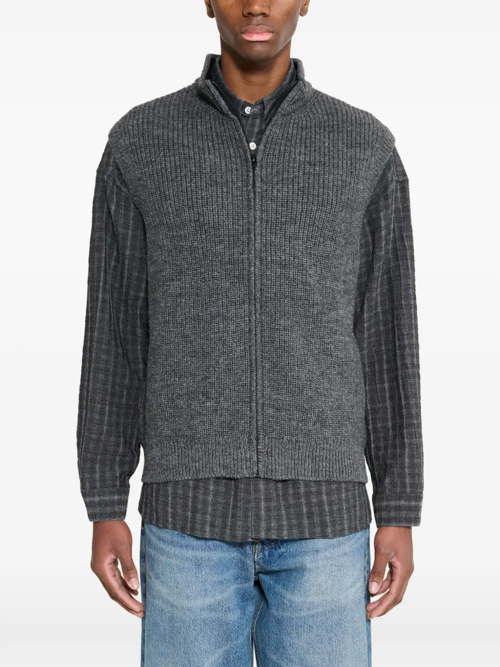 Margaret Howell ribbed-knit zip-up gilet - Grey
