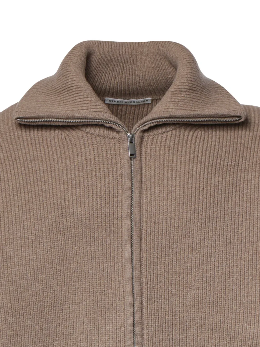 Studio Nicholson Sandos ribbed-knit zip-up cardigan Beige
