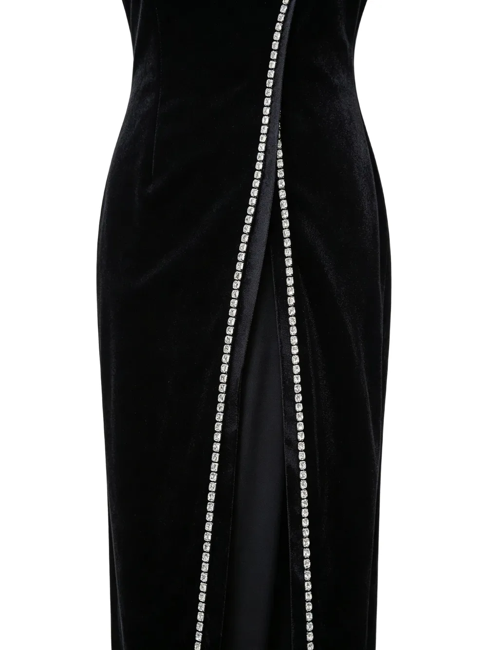 Qipology Black Swan maxi-jurk met halternek verfraaid met kristallen Zwart