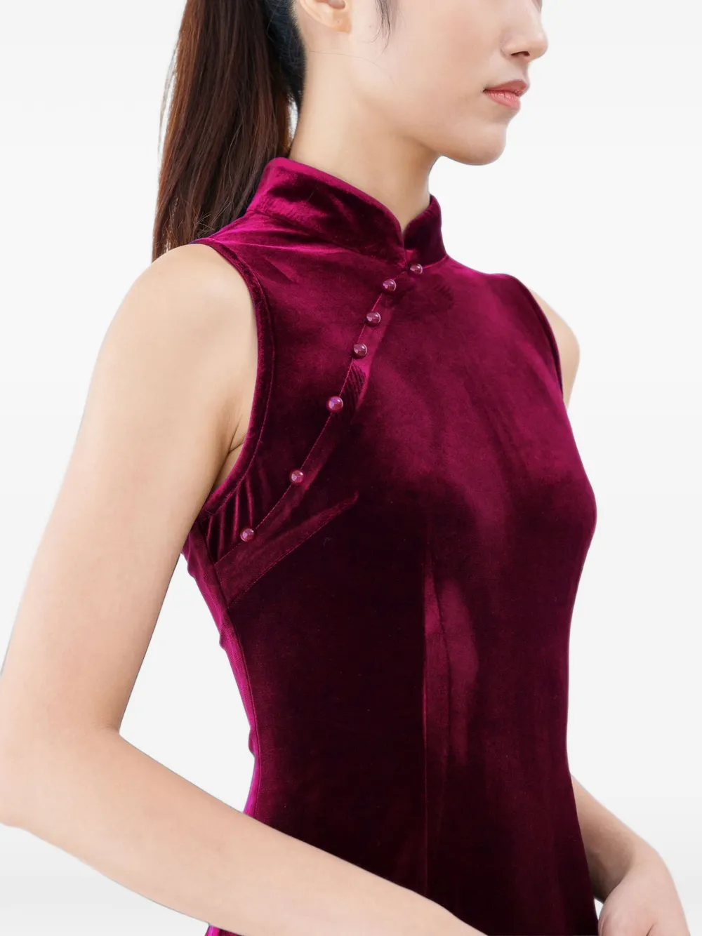Qipology Fluwelen Qipao jurk Rood