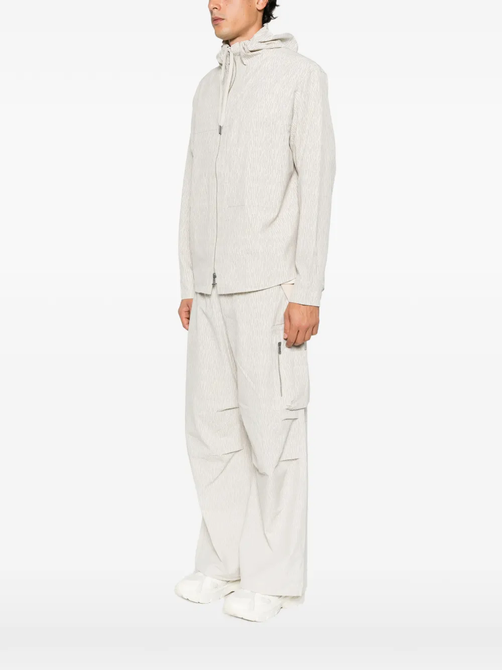Oakley stripe-pattern zip-fastening hoodie Beige