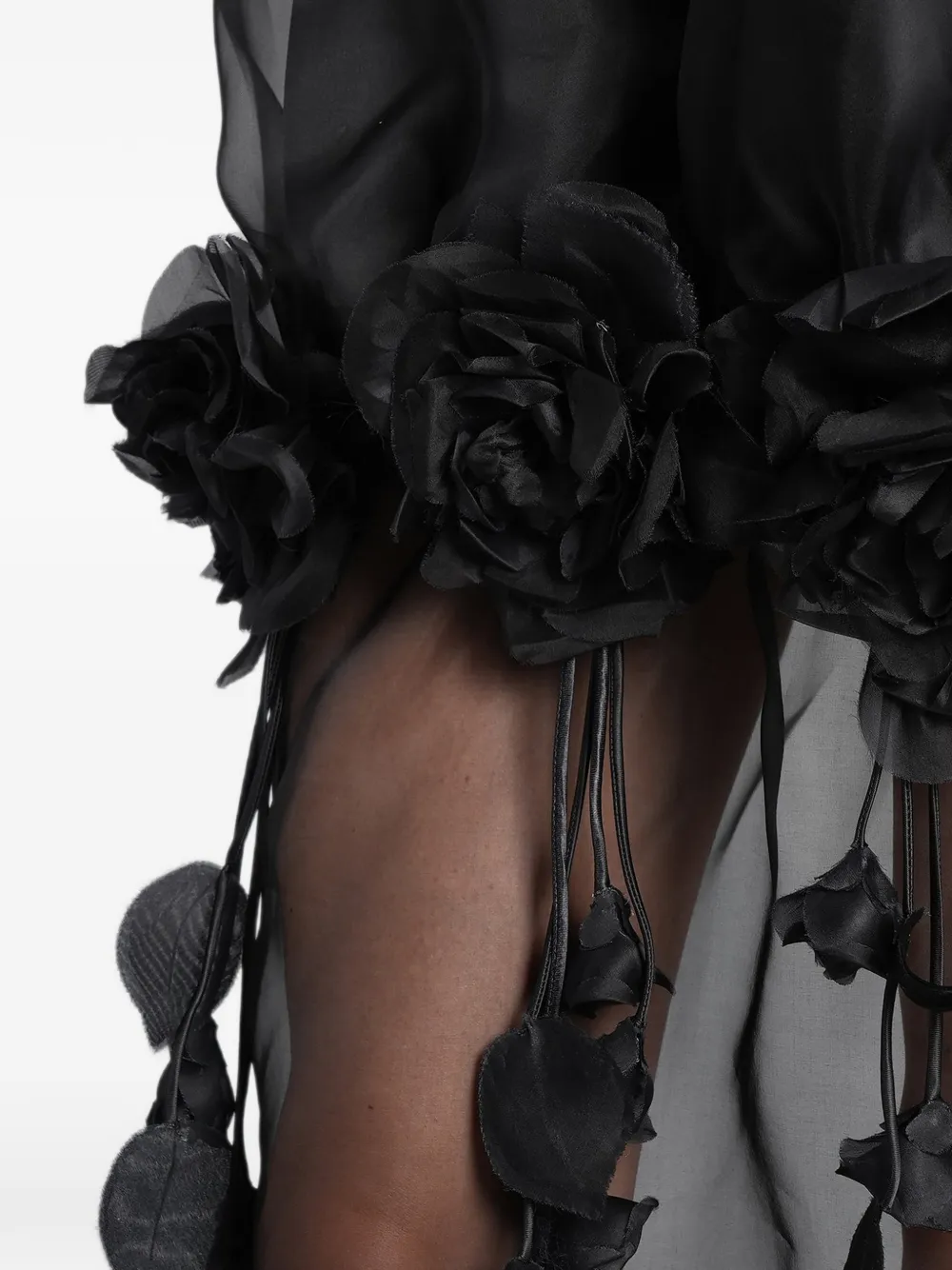 Giuseppe Di Morabito floral-appliqué sheer-skirt maxi dress Zwart