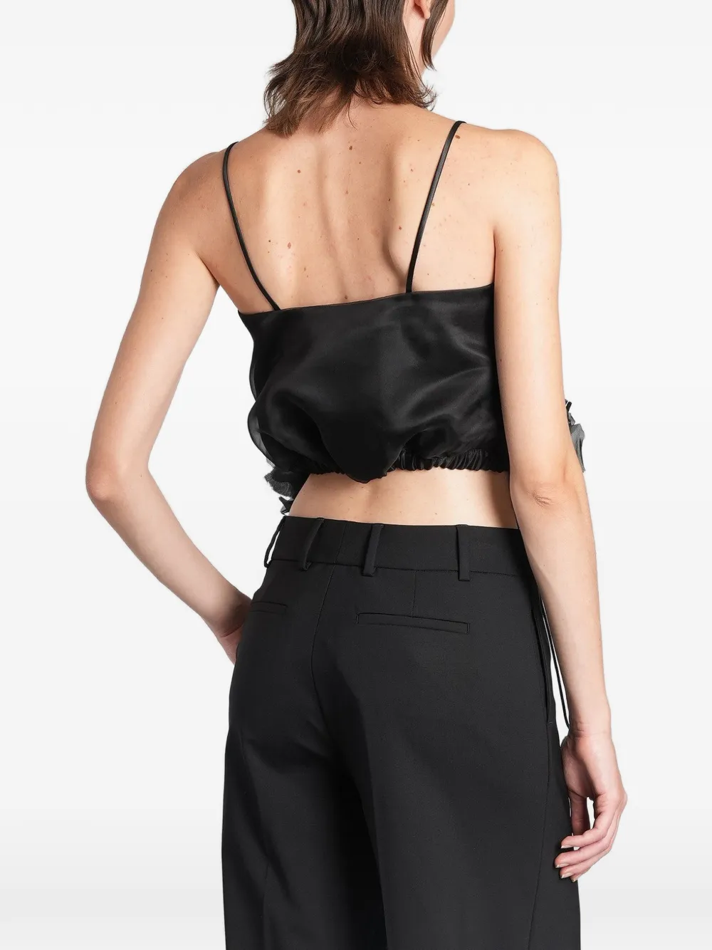 Giuseppe Di Morabito floral-appliqué cropped top Zwart
