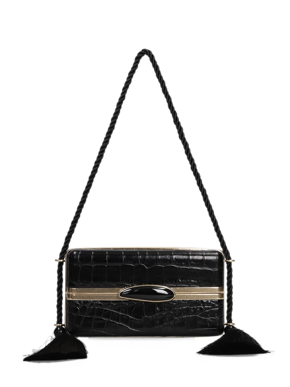 SIMKHAI Roma crocodile-effect tassel mini bag - Nero