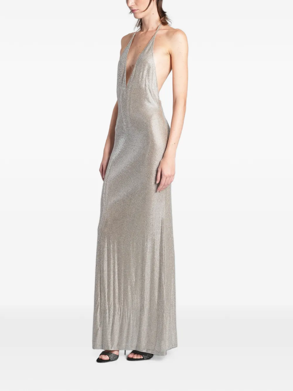 Giuseppe Di Morabito crystal-embellished halterneck maxi dress Zilver