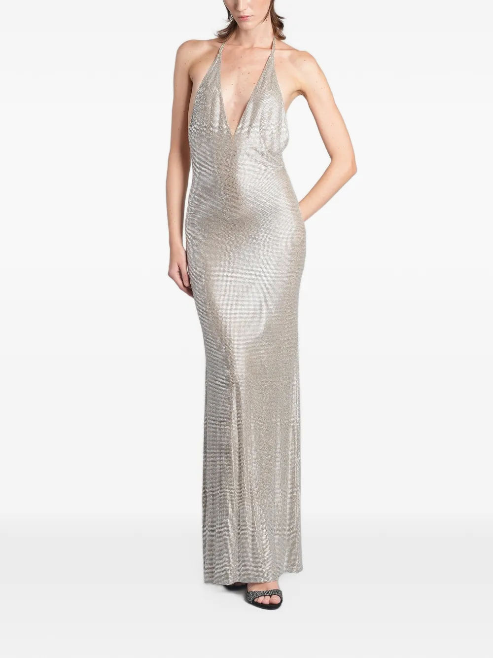 Giuseppe Di Morabito crystal-embellished halterneck maxi dress Zilver