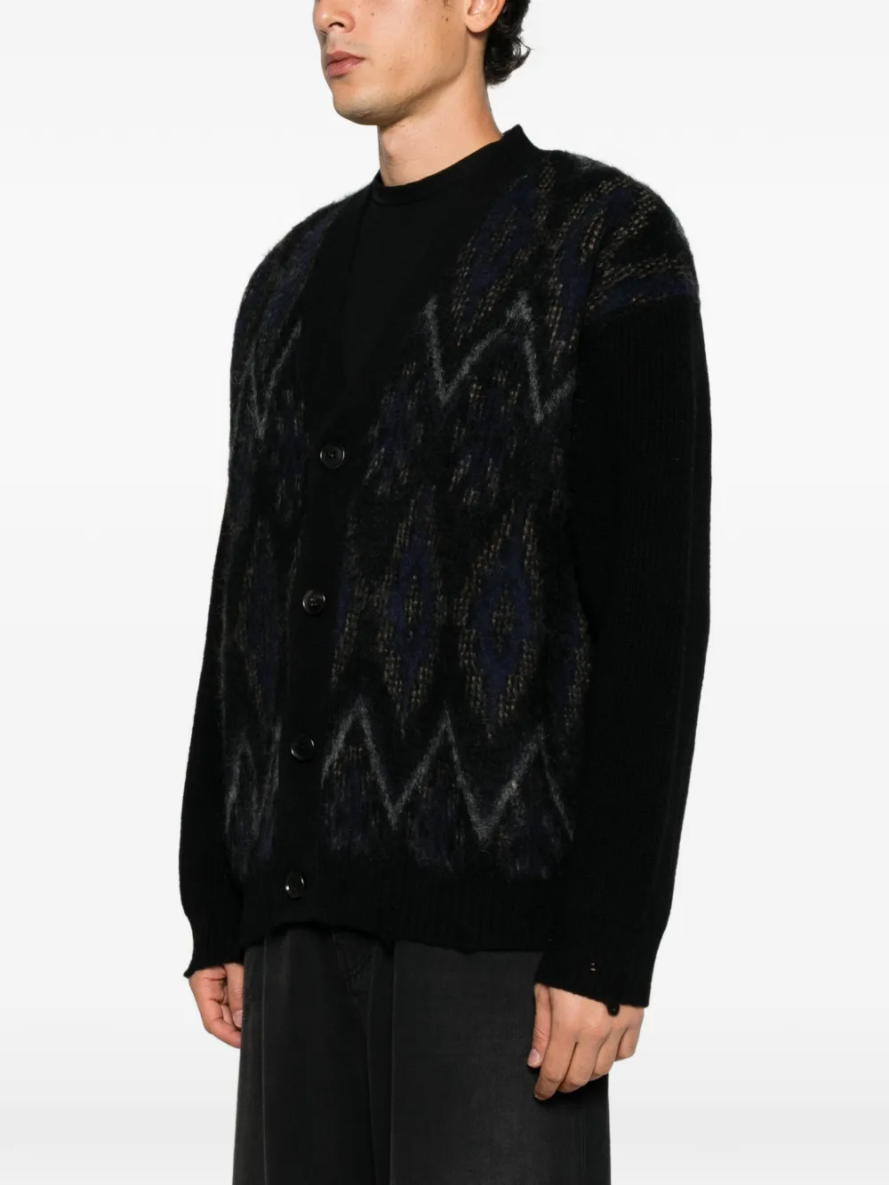 Juun.J Gerafeld vest met argyle-intarsia Zwart