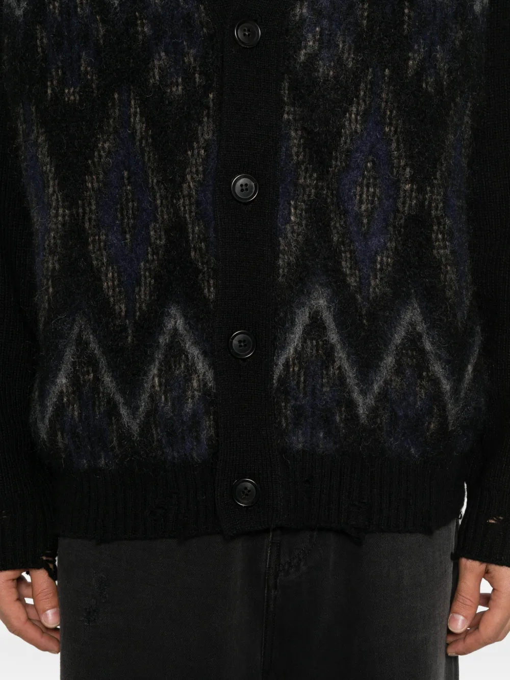 Juun.J Gerafeld vest met argyle-intarsia Zwart