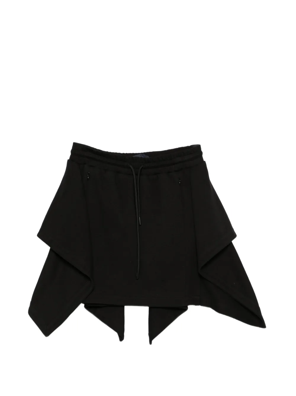 Juun.J drawstring layered mini skirt - Nero